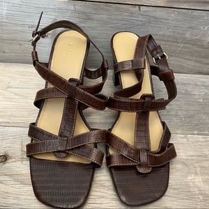 Liz Claiborne Flex Kelly Brown Leather Sandals w/ Heel size 9.5